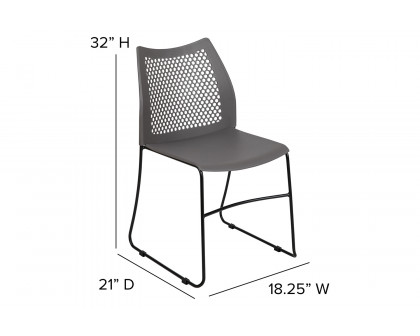 BLNK HERCULES Series Stack Chair with Air-Vent Back and Black Powder Coated Sled Base - Gray