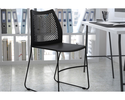 BLNK HERCULES Series Stack Chair with Air-Vent Back and Gray Powder Coated Sled Base