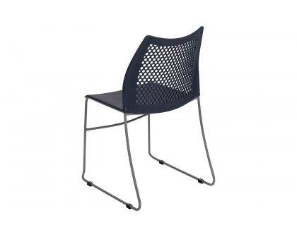 BLNK™ HERCULES Series Stack Chair with Air-Vent Back and Gray Powder Coated Sled Base - Navy