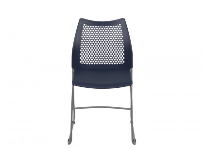 BLNK™ HERCULES Series Stack Chair with Air-Vent Back and Gray Powder Coated Sled Base - Navy