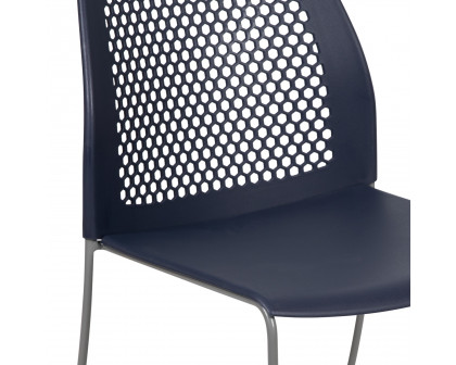 BLNK™ HERCULES Series Stack Chair with Air-Vent Back and Gray Powder Coated Sled Base - Navy