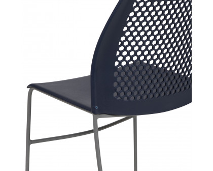 BLNK™ HERCULES Series Stack Chair with Air-Vent Back and Gray Powder Coated Sled Base - Navy