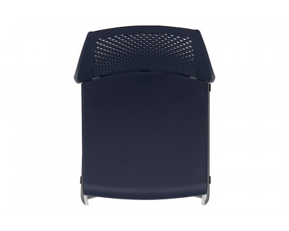 BLNK™ HERCULES Series Stack Chair with Air-Vent Back and Gray Powder Coated Sled Base - Navy