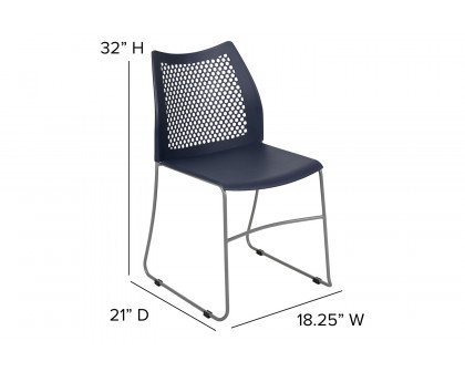 BLNK™ HERCULES Series Stack Chair with Air-Vent Back and Gray Powder Coated Sled Base - Navy