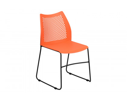 BLNK HERCULES Series Stack Chair with Air-Vent Back and Black Powder Coated Sled Base - Orange