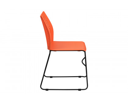 BLNK HERCULES Series Stack Chair with Air-Vent Back and Black Powder Coated Sled Base - Orange