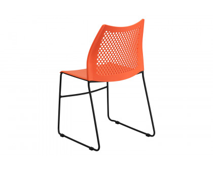 BLNK HERCULES Series Stack Chair with Air-Vent Back and Black Powder Coated Sled Base - Orange