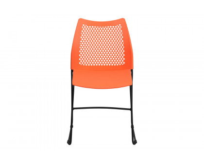 BLNK HERCULES Series Stack Chair with Air-Vent Back and Black Powder Coated Sled Base - Orange