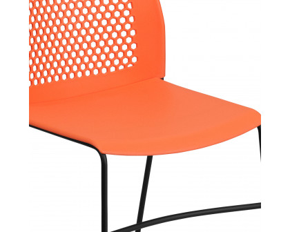 BLNK HERCULES Series Stack Chair with Air-Vent Back and Black Powder Coated Sled Base - Orange