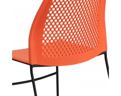 BLNK HERCULES Series Stack Chair with Air-Vent Back and Black Powder Coated Sled Base - Orange