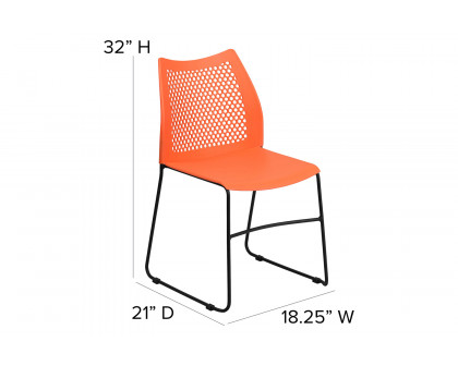 BLNK HERCULES Series Stack Chair with Air-Vent Back and Black Powder Coated Sled Base - Orange