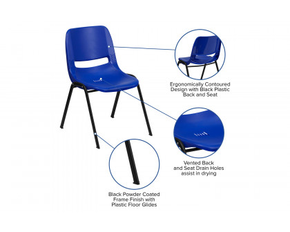 BLNK™ HERCULES Series Ergonomic Shell Stack Chair - Blue/Black, 17,75"H Seat