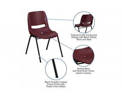 BLNK HERCULES Series Ergonomic Shell Stack Chair - Burgundy/Black, 17,75"H Seat