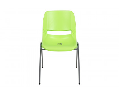 BLNK HERCULES Series Ergonomic Shell Stack Chair with Gray Frame - Green