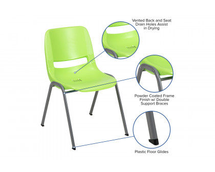 BLNK HERCULES Series Ergonomic Shell Stack Chair with Gray Frame - Green