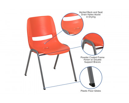 BLNK™ HERCULES Series Ergonomic Shell Stack Chair with Gray Frame - Orange