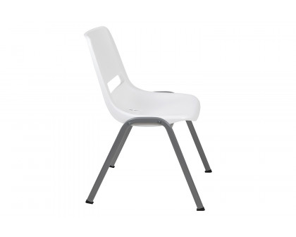 BLNK HERCULES Series Ergonomic Shell Stack Chair with Gray Frame - White