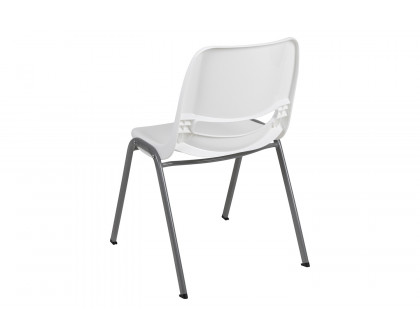 BLNK HERCULES Series Ergonomic Shell Stack Chair with Gray Frame - White