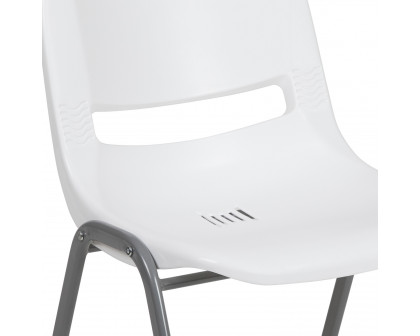 BLNK HERCULES Series Ergonomic Shell Stack Chair with Gray Frame - White