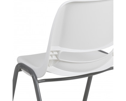 BLNK HERCULES Series Ergonomic Shell Stack Chair with Gray Frame - White