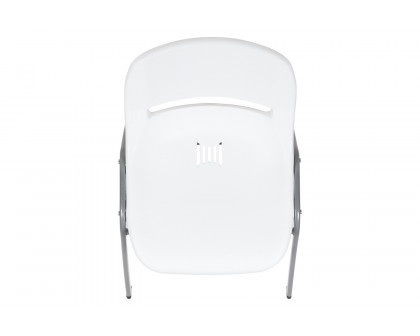 BLNK HERCULES Series Ergonomic Shell Stack Chair with Gray Frame - White