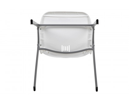 BLNK HERCULES Series Ergonomic Shell Stack Chair with Gray Frame - White