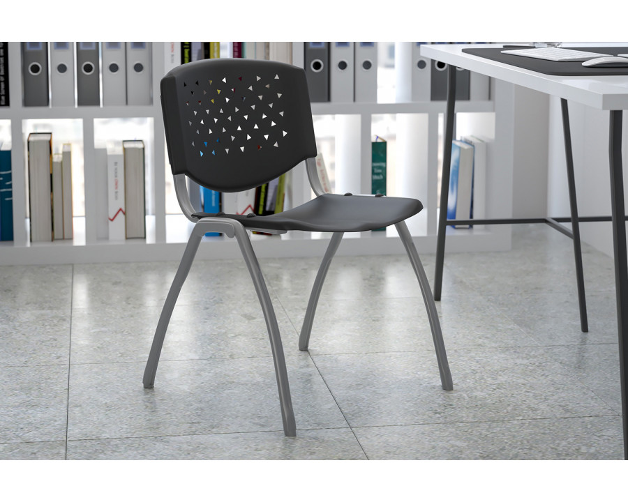 BLNK HERCULES Series Plastic Stack Chair with Titanium Gray Powder Coated Frame