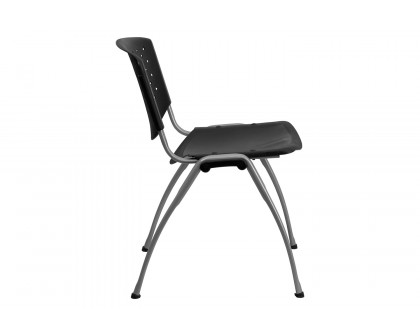 BLNK HERCULES Series Plastic Stack Chair with Titanium Gray Powder Coated Frame - Black