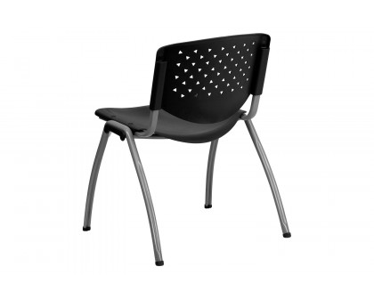 BLNK HERCULES Series Plastic Stack Chair with Titanium Gray Powder Coated Frame - Black