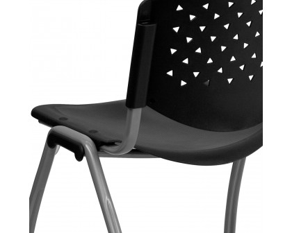 BLNK HERCULES Series Plastic Stack Chair with Titanium Gray Powder Coated Frame - Black