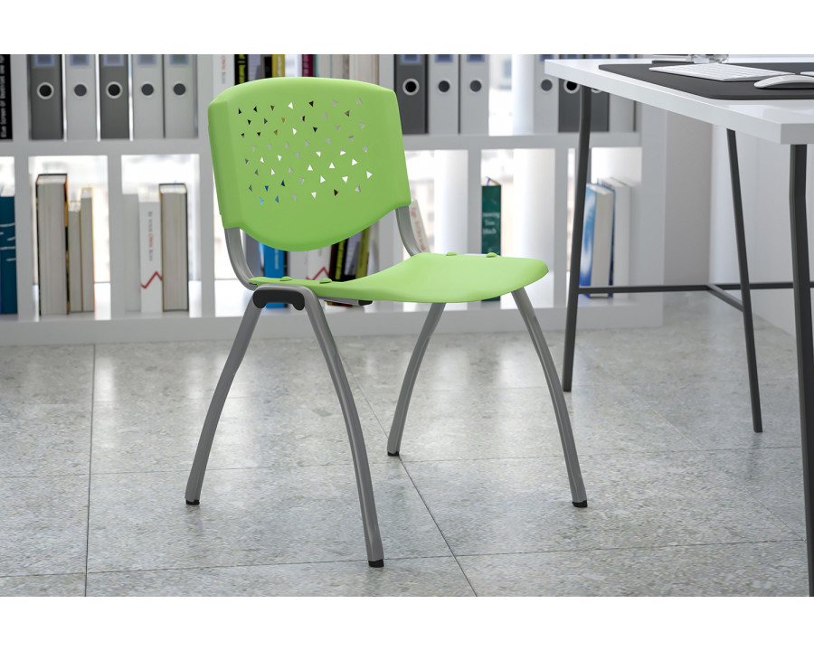 BLNK HERCULES Series Plastic Stack Chair with Titanium Gray Powder Coated Frame - Green