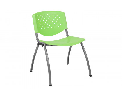 BLNK HERCULES Series Plastic Stack Chair with Titanium Gray Powder Coated Frame - Green