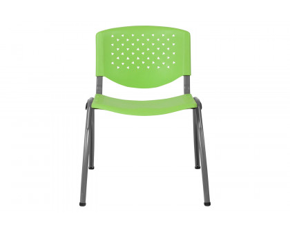 BLNK HERCULES Series Plastic Stack Chair with Titanium Gray Powder Coated Frame - Green