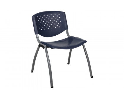 BLNK™ HERCULES Series Plastic Stack Chair with Titanium Gray Powder Coated Frame - Navy