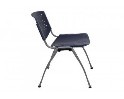 BLNK™ HERCULES Series Plastic Stack Chair with Titanium Gray Powder Coated Frame - Navy