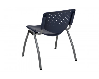 BLNK™ HERCULES Series Plastic Stack Chair with Titanium Gray Powder Coated Frame - Navy