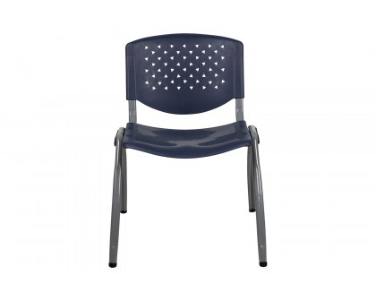 BLNK™ HERCULES Series Plastic Stack Chair with Titanium Gray Powder Coated Frame - Navy