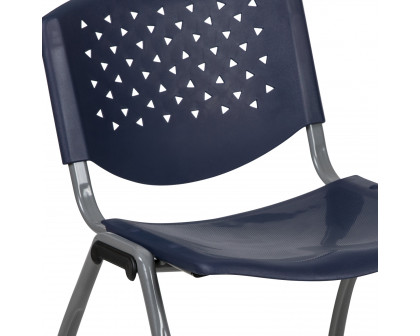 BLNK™ HERCULES Series Plastic Stack Chair with Titanium Gray Powder Coated Frame - Navy