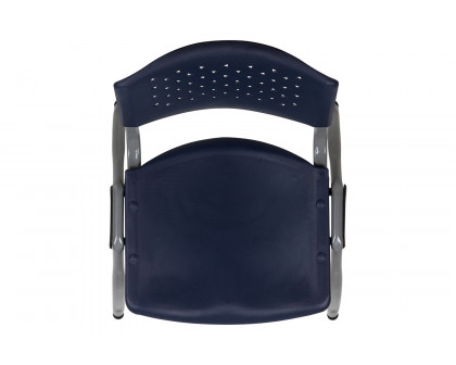 BLNK™ HERCULES Series Plastic Stack Chair with Titanium Gray Powder Coated Frame - Navy