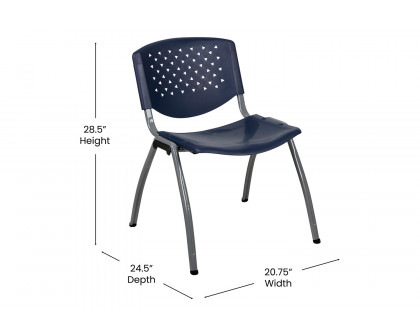 BLNK™ HERCULES Series Plastic Stack Chair with Titanium Gray Powder Coated Frame - Navy