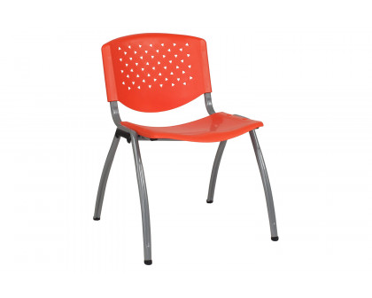 BLNK HERCULES Series Plastic Stack Chair with Titanium Gray Powder Coated Frame - Orange