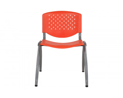 BLNK HERCULES Series Plastic Stack Chair with Titanium Gray Powder Coated Frame - Orange