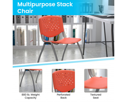 BLNK HERCULES Series Plastic Stack Chair with Titanium Gray Powder Coated Frame - Orange