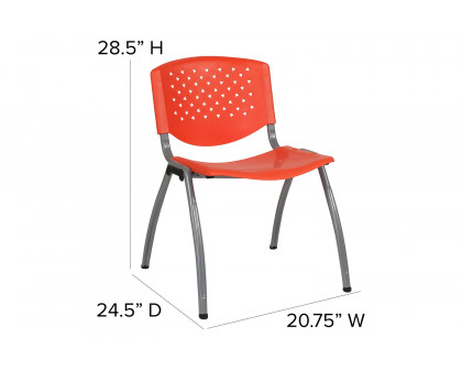 BLNK HERCULES Series Plastic Stack Chair with Titanium Gray Powder Coated Frame - Orange