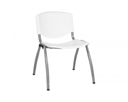 BLNK HERCULES Series Plastic Stack Chair with Titanium Gray Powder Coated Frame - White