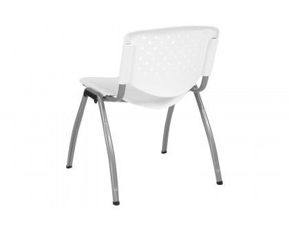 BLNK HERCULES Series Plastic Stack Chair with Titanium Gray Powder Coated Frame - White