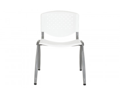 BLNK HERCULES Series Plastic Stack Chair with Titanium Gray Powder Coated Frame - White