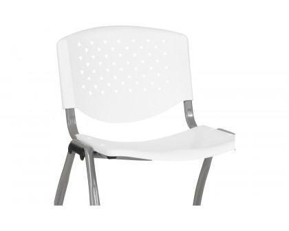 BLNK HERCULES Series Plastic Stack Chair with Titanium Gray Powder Coated Frame - White