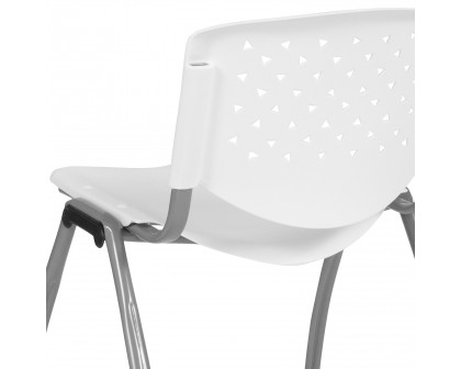 BLNK HERCULES Series Plastic Stack Chair with Titanium Gray Powder Coated Frame - White