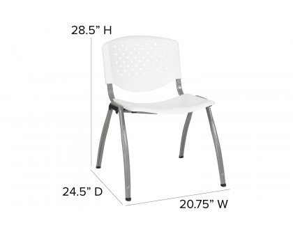 BLNK HERCULES Series Plastic Stack Chair with Titanium Gray Powder Coated Frame - White